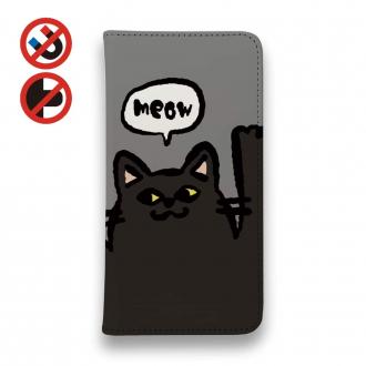 【手帳型ベルトなし】【Stick Case】ワーイなネコ_黒猫(wakat)