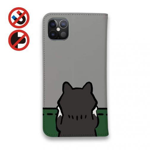 【手帳型ベルトなし】【Stick Case】何か気になる柴犬_黒柴(wakat)