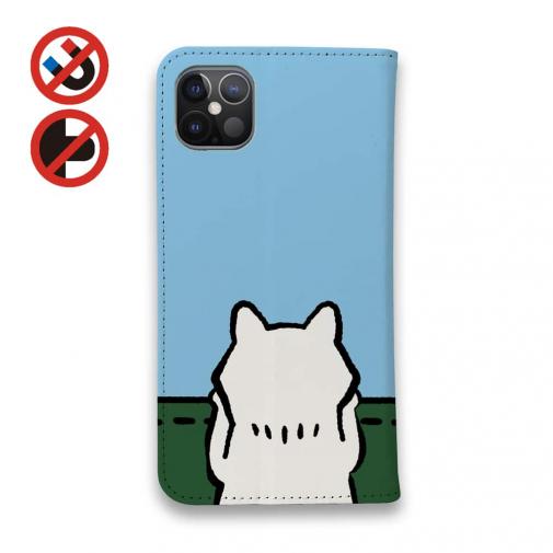 【手帳型ベルトなし】【Stick Case】何か気になる柴犬_白柴(wakat)