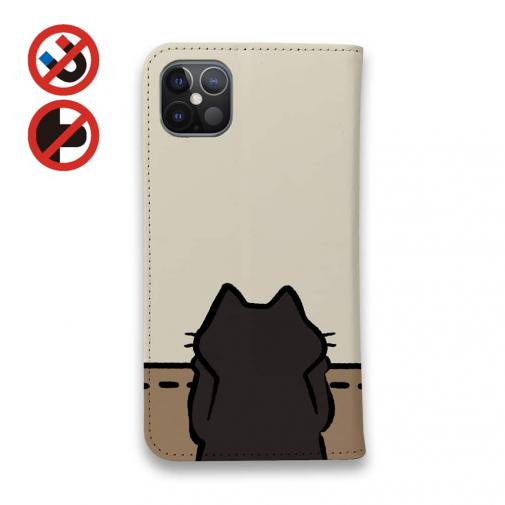 【手帳型ベルトなし】【Stick Case】何か気になる黒猫(wakat)