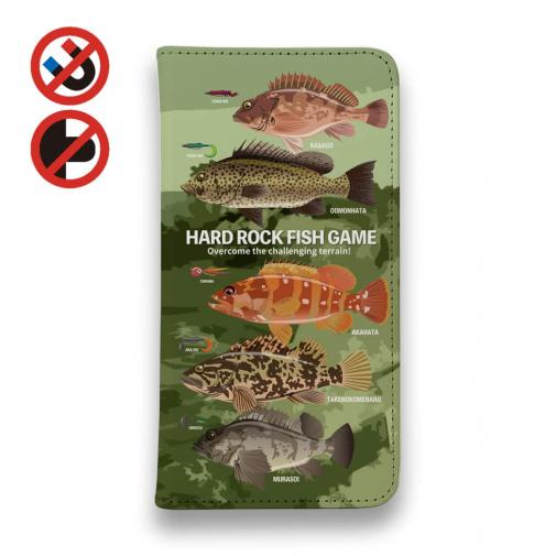 【手帳型ベルトなし】【Stick Case】【FISH MAN】ハードロックフィッシュゲーム グリーン