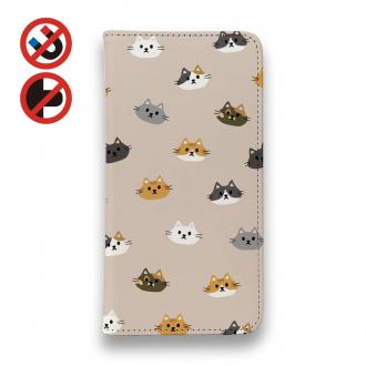 【手帳型ベルトなし】【Stick Case】猫いっぱい(wakat)