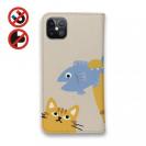 【手帳型ベルトなし】【Stick Case】サカナもってワーイなネコ_茶トラ猫(wakat)