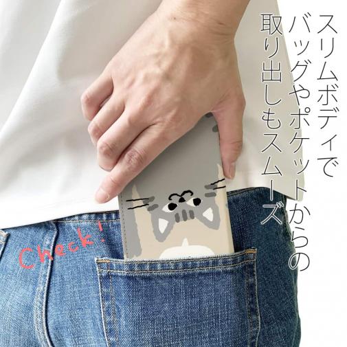 【手帳型ベルトなし】【Stick Case】サカナもってワーイなネコ_サバトラ猫(wakat)