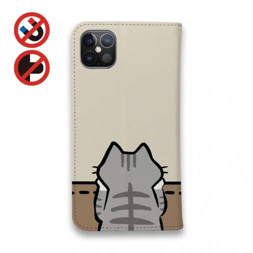 【手帳型ベルトなし】【Stick Case】何か気になるサバ白猫(wakat)