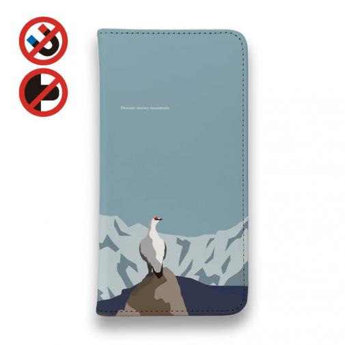 【手帳型ベルトなし】【Stick Case】【FISH MAN】山シリーズ「雷鳥/冬のオス 遠き雪山」