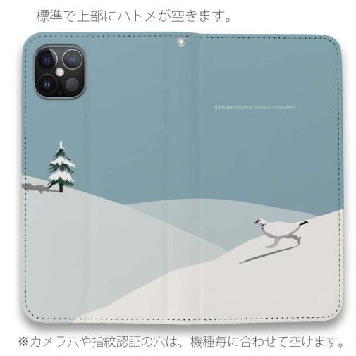 【手帳型ベルトなし】【Stick Case】【FISH MAN】山シリーズ「雷鳥／冬のオス　雪原ダッシュ！」