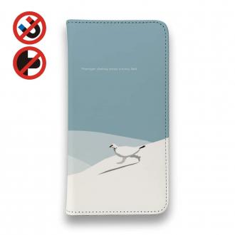 【手帳型ベルトなし】【Stick Case】【FISH MAN】山シリーズ「雷鳥／冬のオス　雪原ダッシュ！」