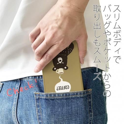 【手帳型ベルトなし】【Stick Case】クマさんとホットコーヒー(wakat)