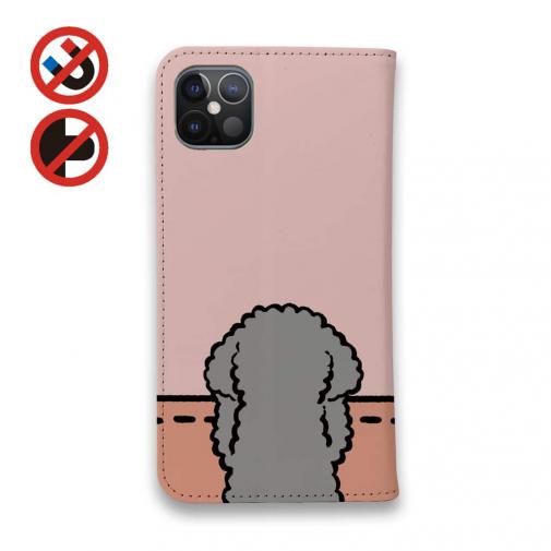 【手帳型ベルトなし】【Stick Case】何か気になるプードル_シルバー(wakat)