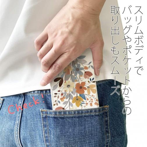 【手帳型ベルトなし】【Stick Case】北欧パステルカラーの花