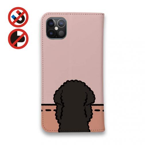 【手帳型ベルトなし】【Stick Case】何か気になるプードル_ブラック(wakat)