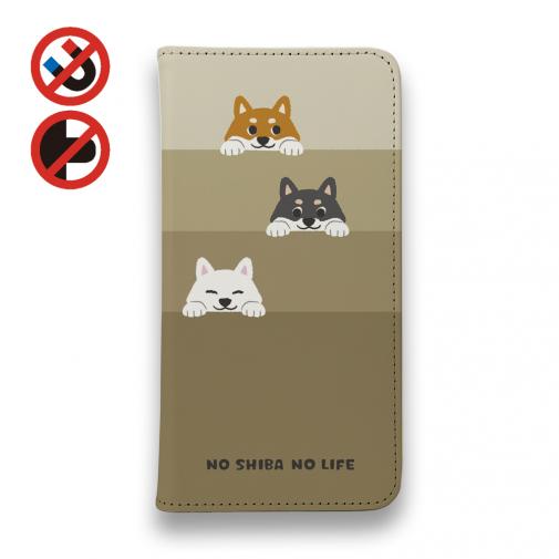 【手帳型ベルトなし】【Stick Case】柴犬たちのひょっこり顔出し(wakat)