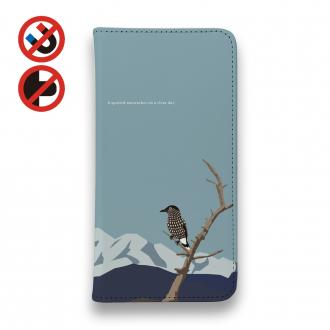 【手帳型ベルトなし】【Stick Case】【FISH MAN】山シリーズ「ホシガラス／山岳の晴天」