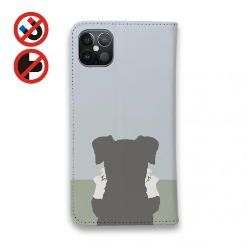 【手帳型ベルトなし】【Stick Case】何か気になるミニチュアシュナウザー_ソルト＆ペッパー_くすみカラー(wakat)