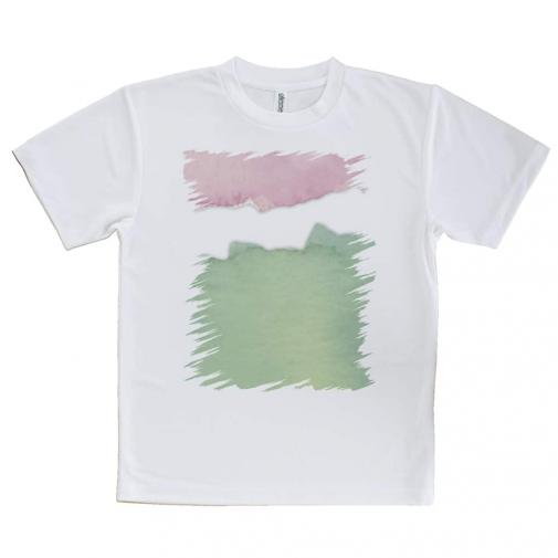 【Tシャツ】水彩ピンク&グリーン