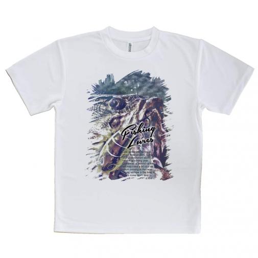 【Tシャツ】ブラックバスのバイト　ペイント風　ブルー