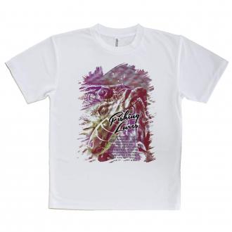 【Tシャツ】ブラックバスのバイト　ペイント風　レッド