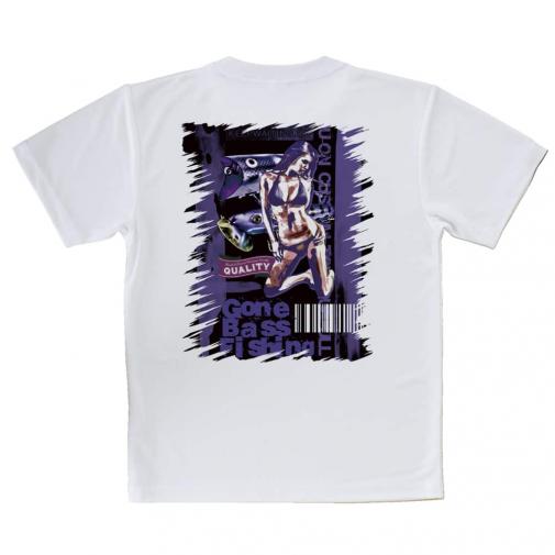 【Tシャツ】Gone Bass Fishing ローライダーポスター風　パープル