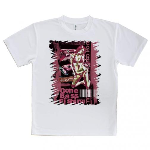 【Tシャツ】Gone Bass Fishing ローライダーポスター風　ライトレッド