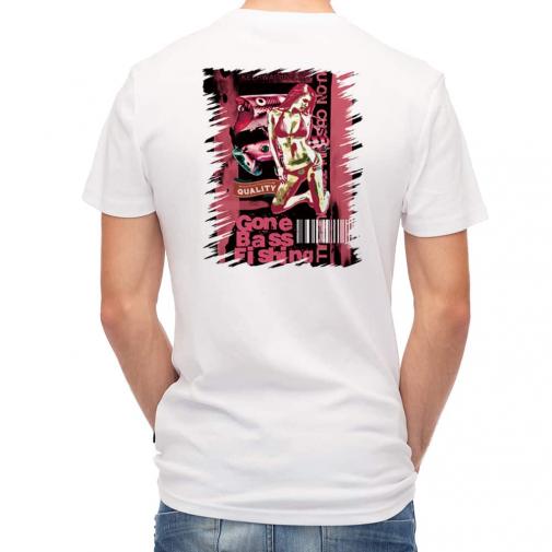 【Tシャツ】Gone Bass Fishing ローライダーポスター風　ライトレッド