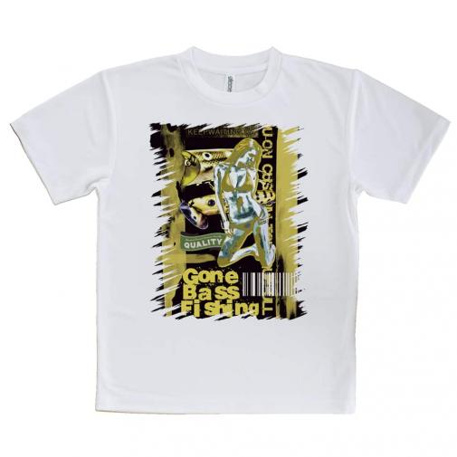 【Tシャツ】Gone Bass Fishing ローライダーポスター風　イエロー