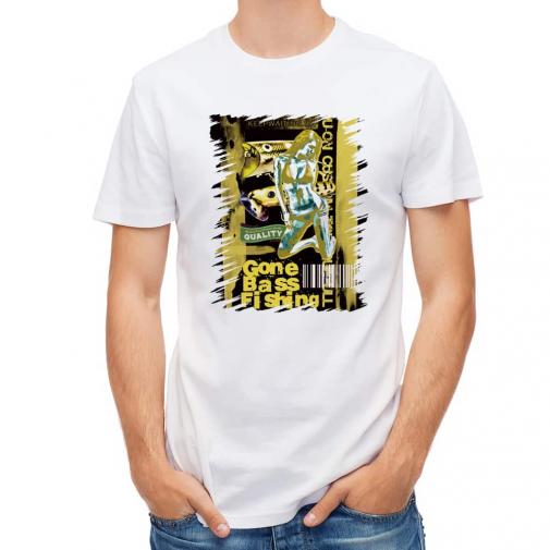 【Tシャツ】Gone Bass Fishing ローライダーポスター風　イエロー