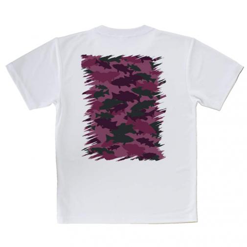 【Tシャツ】ブラックバス　迷彩大柄　レッドカラー