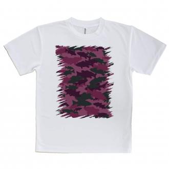 【Tシャツ】ブラックバス　迷彩大柄　レッドカラー