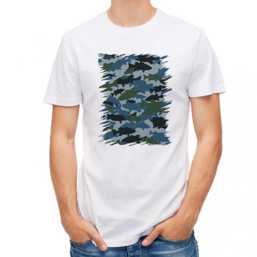 【Tシャツ】ブラックバス　迷彩大柄　ブルー