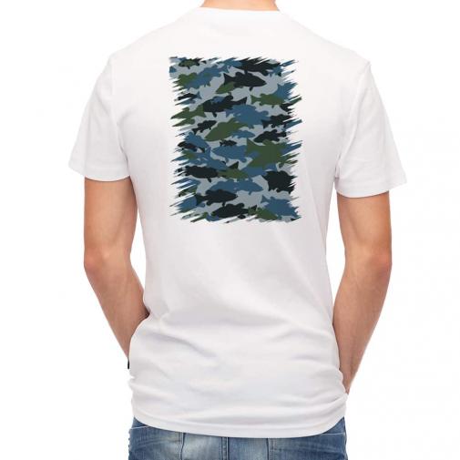 【Tシャツ】ブラックバス　迷彩大柄　ブルー