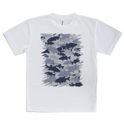 【Tシャツ】ブラックバス　迷彩大柄　ライトブルー