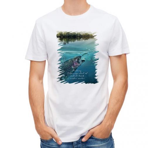 【Tシャツ】クローズアップ!　水中でニジマスが掛かった瞬間!