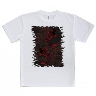 【Tシャツ】タトゥー風昇り鯉　レッド&ブラック