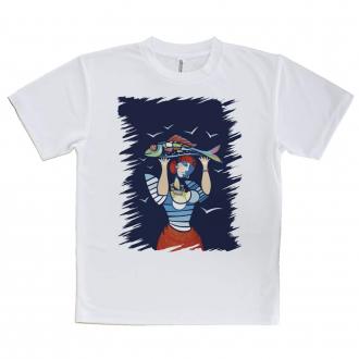 【Tシャツ】魚を手にするイパネマの娘