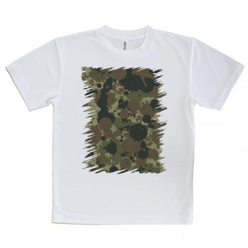 【Tシャツ】墨跡　迷彩大柄　アーミーカラー