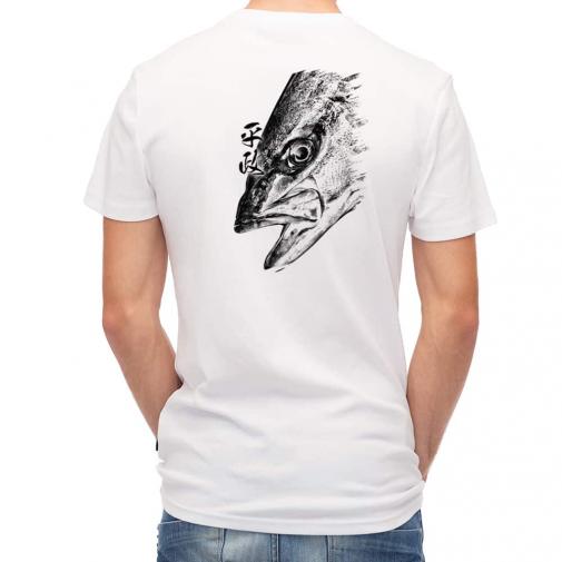 【Tシャツ】平政(ヒラマサ)墨絵風　白