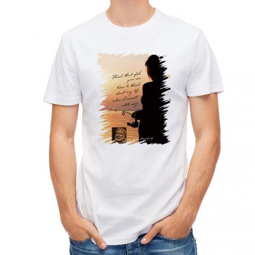 【Tシャツ】釣れない日は人生について考える時間を魚がくれたと思え アーネスト・ヘミングウェイ