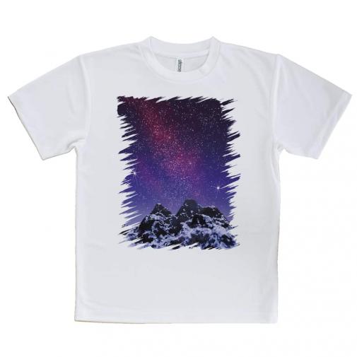 【Tシャツ】雪山の上の済んだ夜空