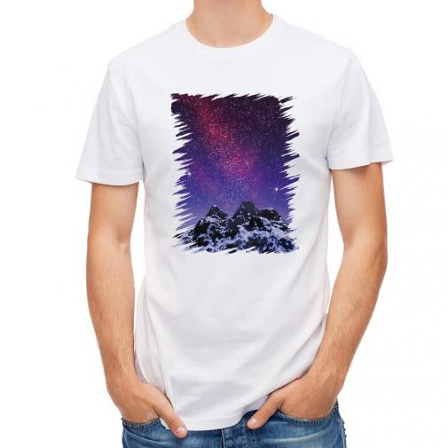 【Tシャツ】雪山の上の済んだ夜空