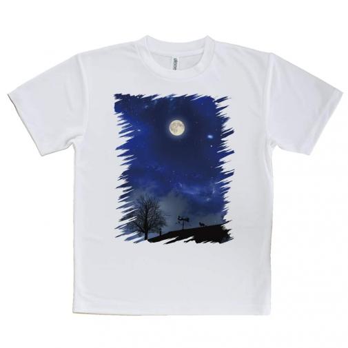 【Tシャツ】屋根の上のネコと満月