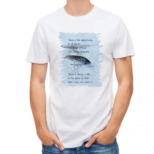 【Tシャツ】機会はどの場所にもある。釣針を垂れて常に用意せよ。釣れまいと思うところに常に魚あり。