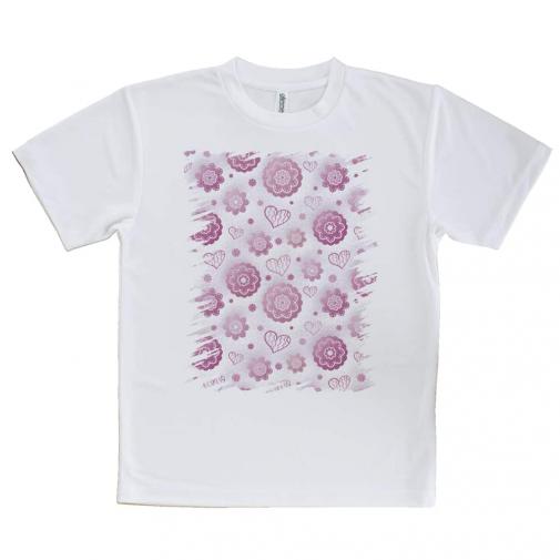 【Tシャツ】可愛いハートと花模様