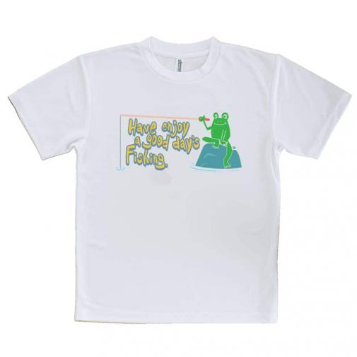 【Tシャツ】【釣りざんまい】カエルがノンビリ釣りをするでケロ