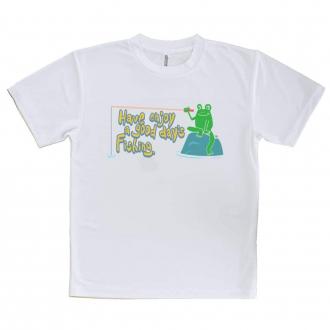 【Tシャツ】【釣りざんまい】カエルがノンビリ釣りをするでケロ