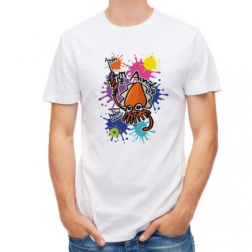 【Tシャツ】【釣りざんまい】エギに釣られるアオリイカ_ビビッドカラー