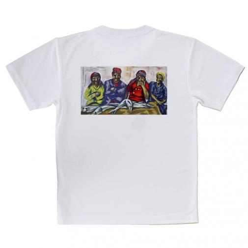 【Tシャツ】魚売りの女性　アクリル画