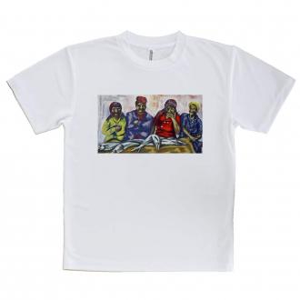 【Tシャツ】魚売りの女性　アクリル画
