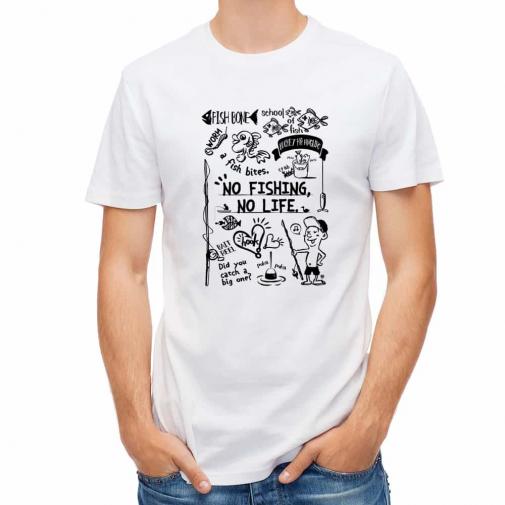 【Tシャツ】【釣りざんまい】釣りが好きなんです_モノクロ