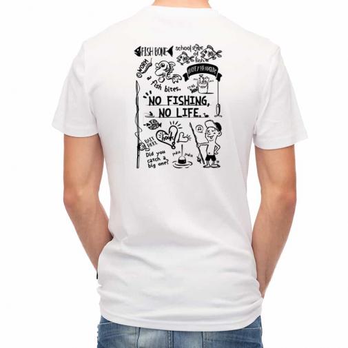【Tシャツ】【釣りざんまい】釣りが好きなんです_モノクロ